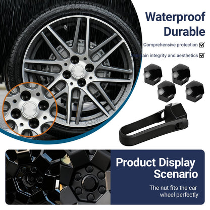 KoiLuvGo 20PCS 21mm Lug Nut Covers, Hexagonal Wheel Bolt Covers Caps, Tire Nut Rust and Dust Protection Cover with Remover Clip, Universal for Most Car Lug Nut Caps, Auto Exterior Accessories (Black)