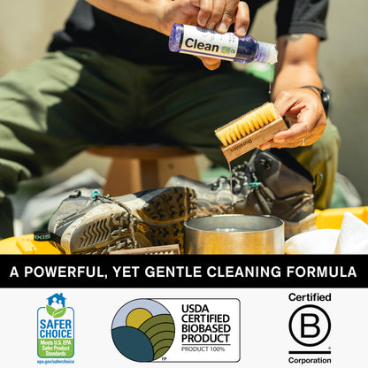 Jason Markk Essential Kit, Shoe Cleaner, Trainers Care, 2-Piece Set, Deep Cleaning Solution & Durables Brush, Ideal for Footwear, Full Grain Leather, Rubber, and more, 4oz