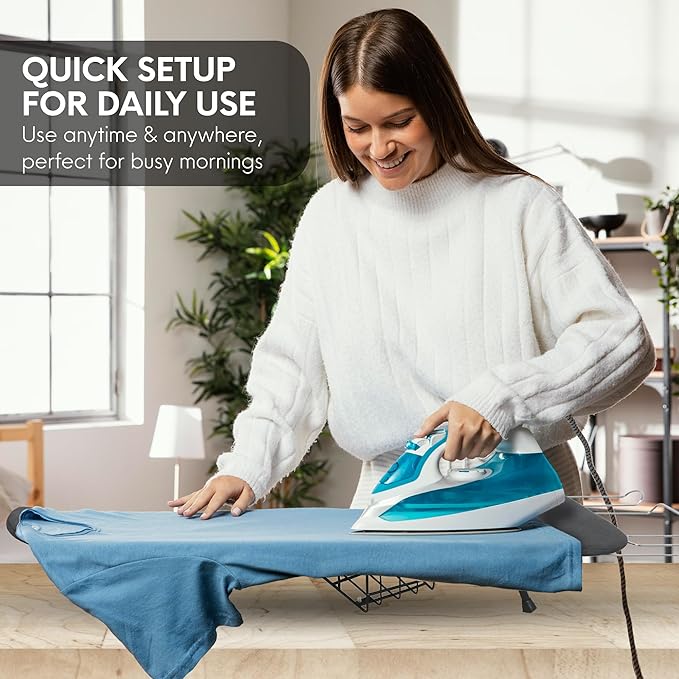 Ironing Board with Cover and Pad – Small Folding Board, Compact Tabletop