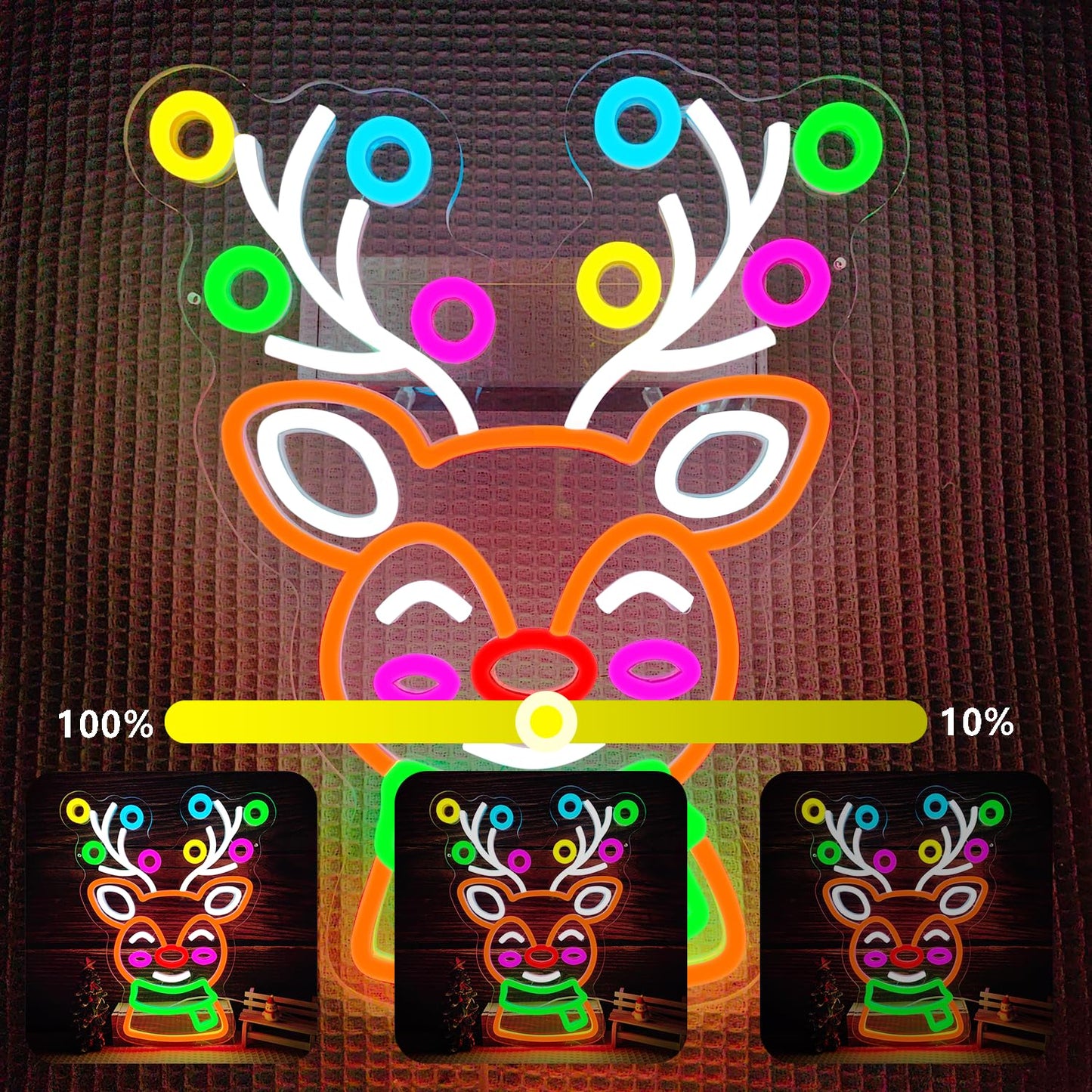 Christmas Elk Neon Sign Reindeer Neon Sign Dimmable Neon Christmas Sign christmas Neon Light Up Sign for Bedroom Living Room Home Party Gifts