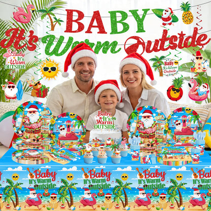 July Summer Christmas Decorations Hawaiian Christmas Party Tableware Set