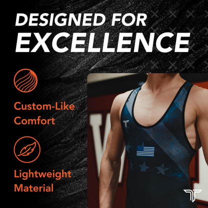 Takedown Wrestling Singlet for Men – Lightweight Compression Fit Wrestling Gear for Powerlifting & Workouts (Warrior Chief, X-Small)