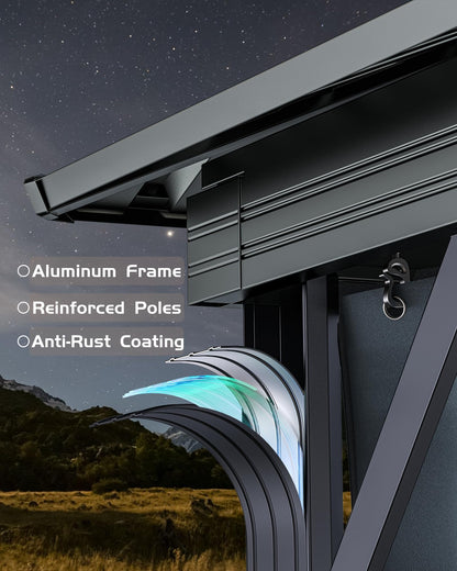 GarveeLife Hardtop Gazebo 12 ft x12 ft for All Weather, with Double Metal Roof, Aluminum Alloy Frame, Net, and Curtain, Permanent Building for Patio, Deck, Backyard, Lawn, and Garden