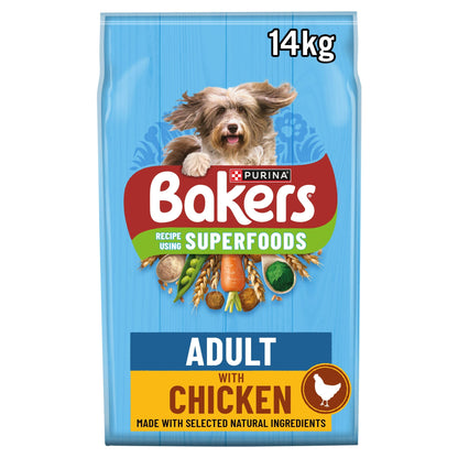 Bakers Adult Dry Dog Food Chicken and Veg 14 kg, Packaging May Vary