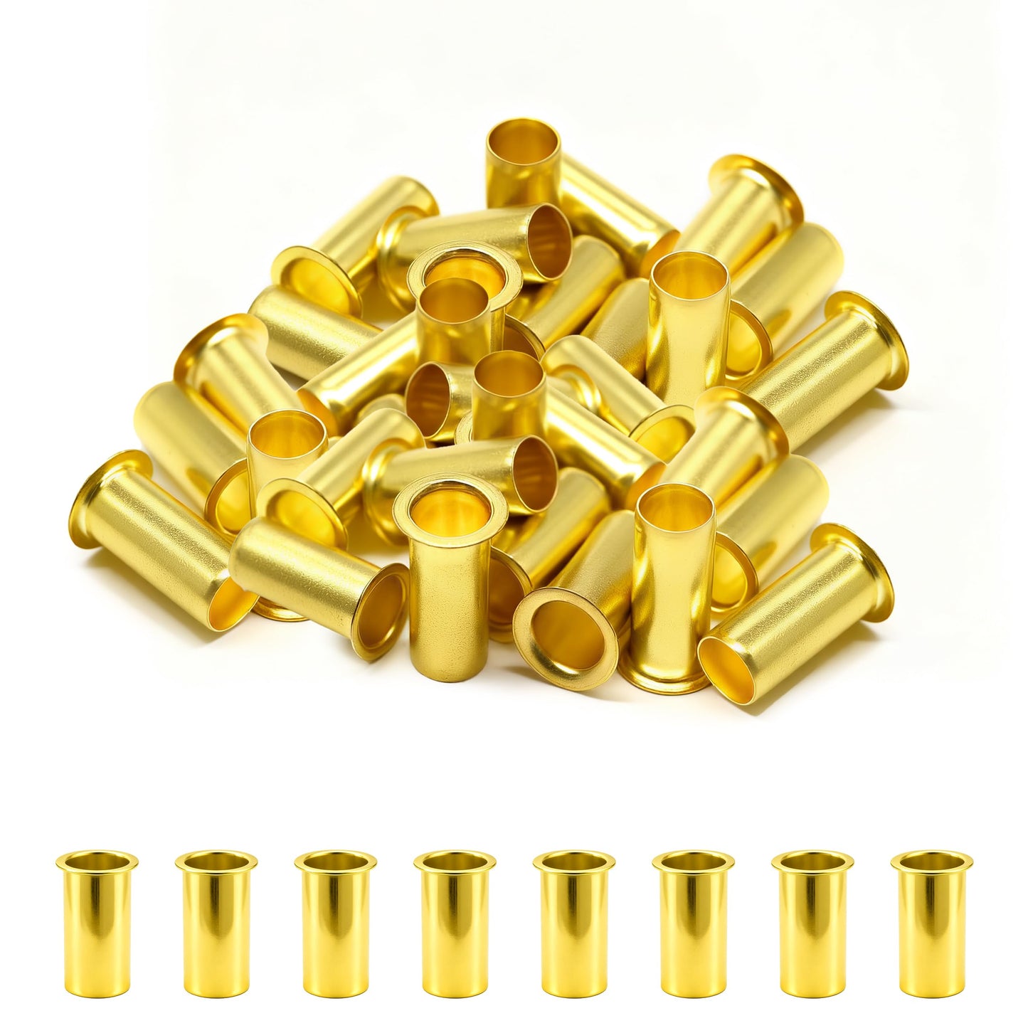 Siptenk 60PCS Brass Compression Tube Inserts for OD 3/8", Insert Tube Support Compression Sleeve Fitting, Sleeve Ferrules for Oil Water Air Pipe