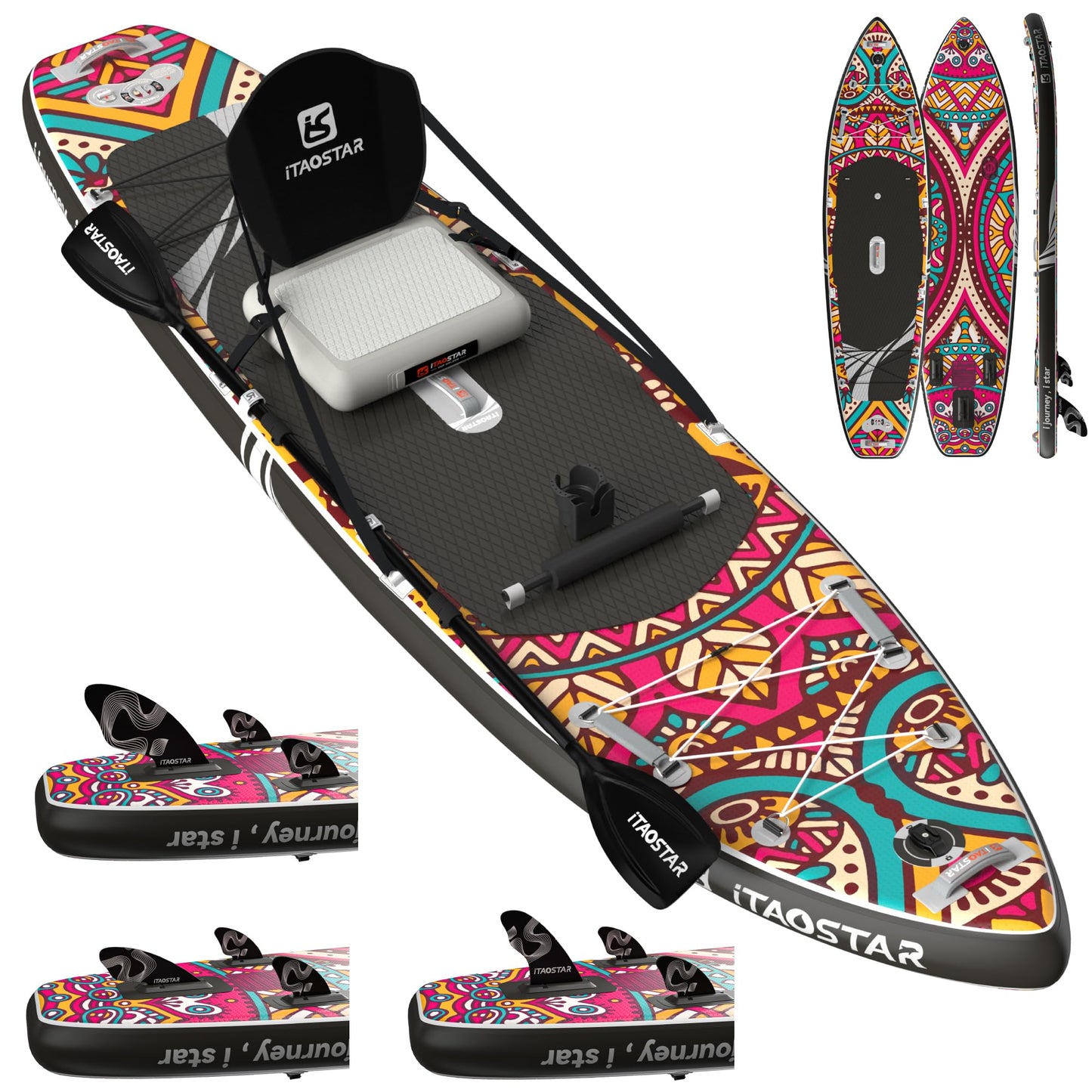 iTAOSTAR Novelty N01KP 11'6" x 35" Inflatable Stand Up Paddle Board with Seat- Stable SUP Board for Adults - Portable Paddleboard for Yoga, Surfing, Fishing - Includes Full Accessories Kit
