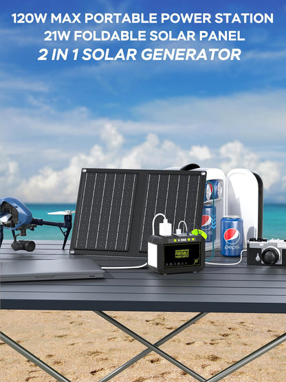 MARBERO Portable Power Station 88Wh Camping Lithium Battery Solar Generator Fast Charging with AC Outlet 120W Peak Power Bank(Solar Panel Optional) for Home Backup Outdoor Emergency RV Van Hunting