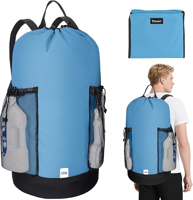 BALEINE 120L Laundry Bag Backpack, 900D Oxford Fabric Large Travel Laundry Bags