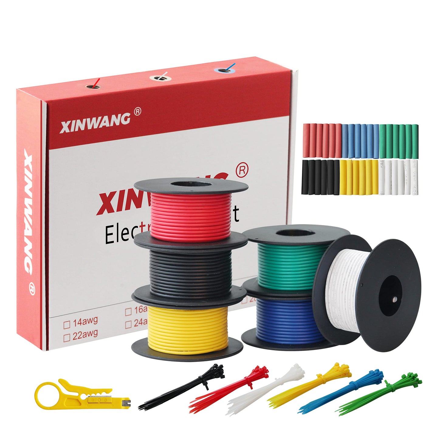 Electrical Wire,PVC Electric Wire -XINWANG 20awg 0.5 mm² wire 6 Colours (Each Colour 23ft) Stranded Wire Made of Tinned Copper Wire Hook up Wire Kit
