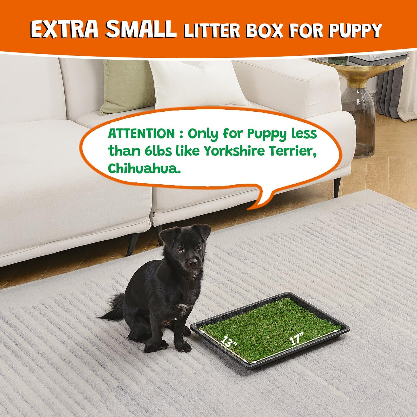 MEEXPAWS Artificial Grass For Dog Litter Tray | Extra Small 44×34cm | 2×Fake Grass For Dogs Replacement| Rapid Drainage | 2 Training Pads | Indoor Dog Potty Litter Box