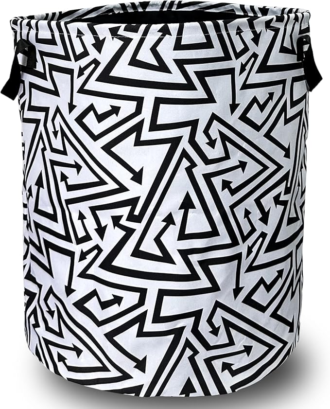 Black White Abstract Arrow Laundry Basket Foldable