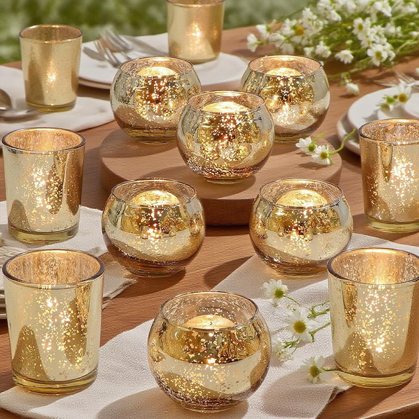 12PCS Assorted Gold Votive Candle Holders,Tealight Candle Holders for Table Centerpieces,Home,Bridal Shower,Birthday,Christmas,Thanksgiving Party Table Decor (12, Gold)