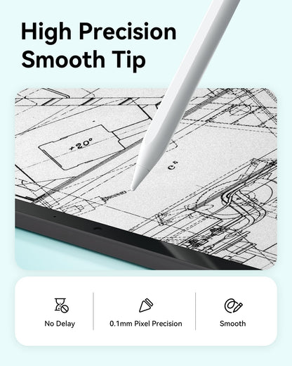 Metapen Pencil Air8 for Apple iPad 2018-2025, (20H Battery Life), 2Min Fast Charge, High Precision Stylus Pen for iPad 11 A16/10/9/8/7/6th Gen, Pro 12.9/11/13 Inch M4, Air 3/4/5/M2/M3 (White)