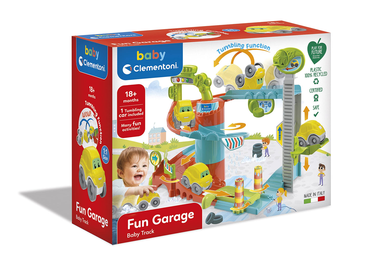 Clementoni 17404 Fun Garage Baby Track For Toddlers, Ages 18 Months Plus, Multi-Coloured