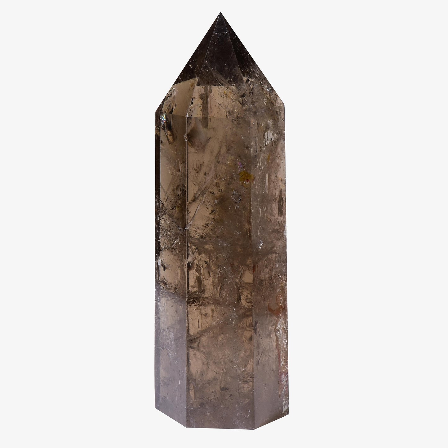 WUYOUSHI Large Smoky Quartz Healing Crystal Tower / 4.72-5.11" Natural Crystal Wand / 6 Faceted Chakra Crystal Point Reiki Meditation Therapy