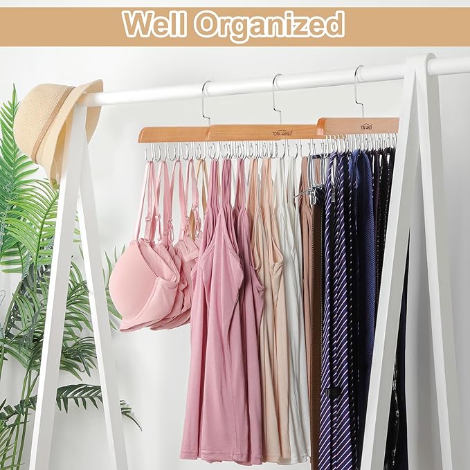 TOPIA HANGER Bra Hanger for Closet, 2 Pack Tank Top Hangers 40 Hooks Capacity