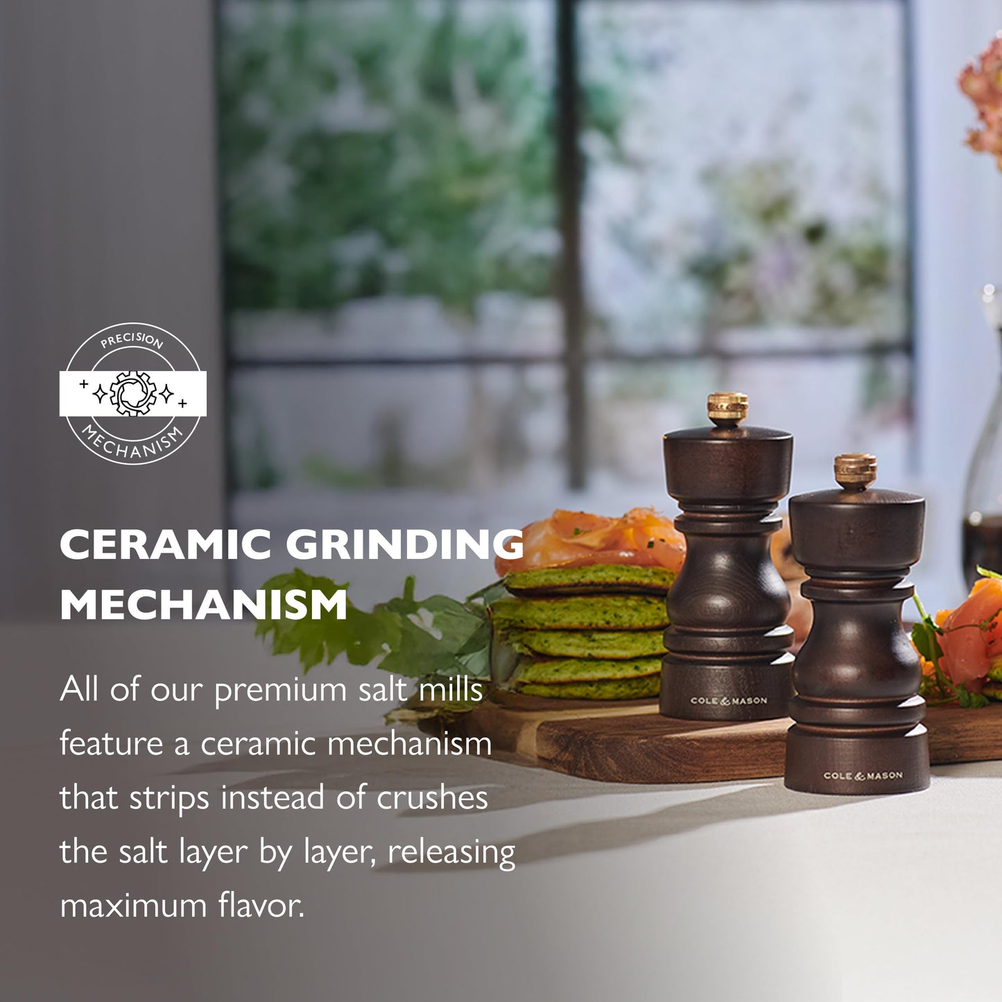 Cole & Mason London Refillable Spice Mill - Kitchen & Home Accessory - Table Salt Grinder - Salt Mill with Ceramic Mechanism - 5", Chocolate Wood