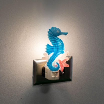 Novelty Lights LED Lamp Seahorse with Starfish Spring Summer Decoration Night Light with Swivel Plug