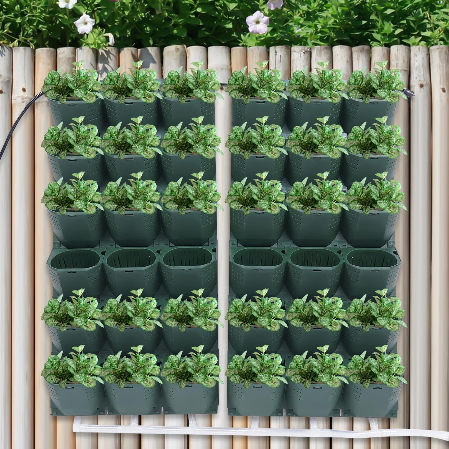 Self-Watering Vertical Garden Planter, Garden Growing System, Planters Self-Watering System, Wall Mounted Vertical Garden Planter, 36 Pots Flower holder for Indoor Herbs Vegetable Fruit, Green