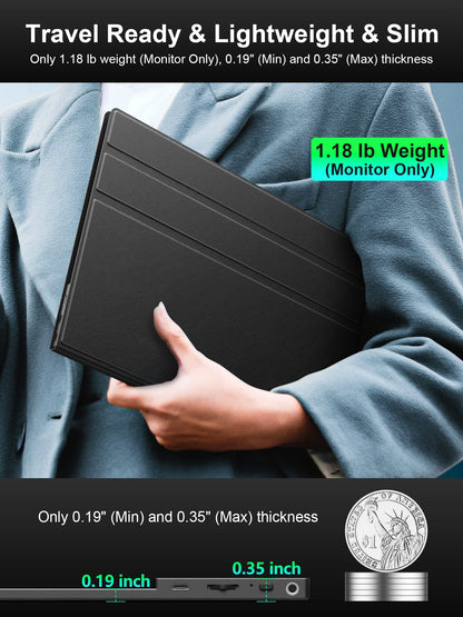 4K Portable Monitor, 16" 3840x2400 IPS Laptop Screen, 1500:1, 400 Nits Screen USB C HDMI Computer Gaming Display with Speakers & Smart Cover, Travel Monitor for PC Phone PS5/4 Xbox Switch