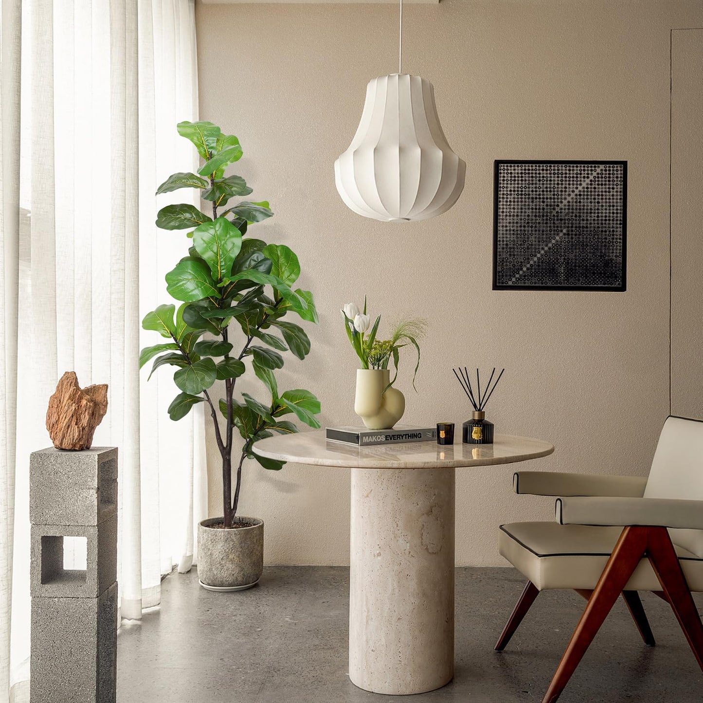 LUWENER 6ft Artificial Fiddle Leaf Fig Tree Plant,Fake Ficus Lyrata in Pot,Ficus Faux Plant Artificial Trees for Office Indoor Outdoor Garden Living Room Home Decor 1PCS-71in