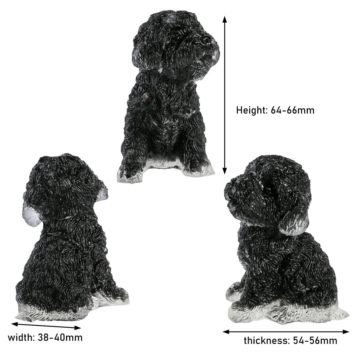 mookaitedecor 2.5 Inch Black Obsidian Crystal Poodle Dog Statue Sitting Animal Dog Sculpture Figurine for Home Decoration Collectible Ornament
