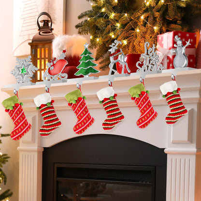 Homyplaza Christmas Stocking Holders for Mantle Weighted Metal Stocking Hangers Hooks for Fireplace Christmas Decorations (Set of 6)