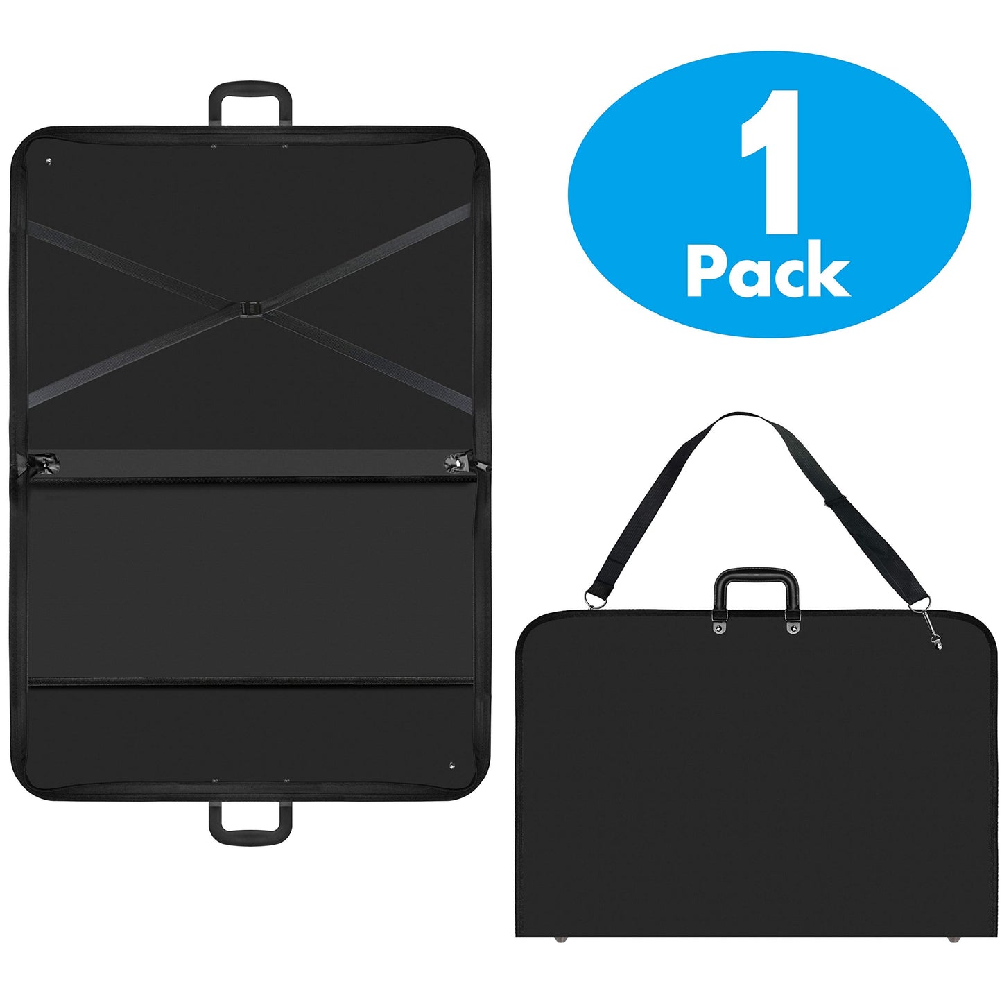 Black Art Portfolio Case Artist Carrying Case Artist Portfolios Case with Shoulder Strap (19x14.7x1.5 Inch)