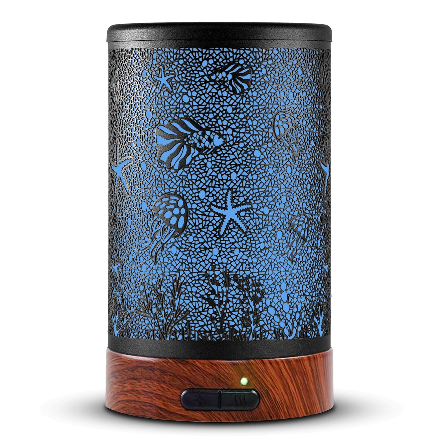 EQUSUPRO Essential Oil Diffuser 150ml Black Metal Aromatherapy Oil Diffuser Ultrasonic Cool Mist Diffuser with Auto Shut-Off Protection,7 Colors Changed LED for Home Office SPA Yoga