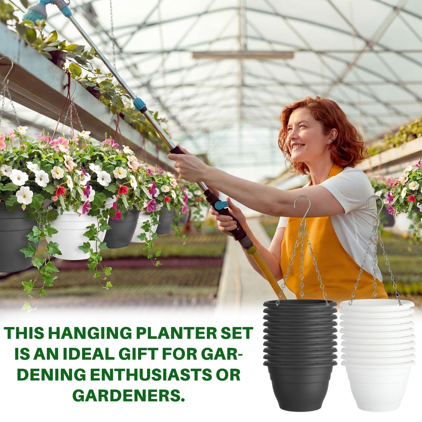 Romooa 20 Pcs 10 Inch Plastic Self Watering Hanging Planters Bulk Hanging Baskets for Plants Indoor Outdoor with Drainage Holes and Chain Plant Pot for Garden, Balcony, Porch, Patio Decor