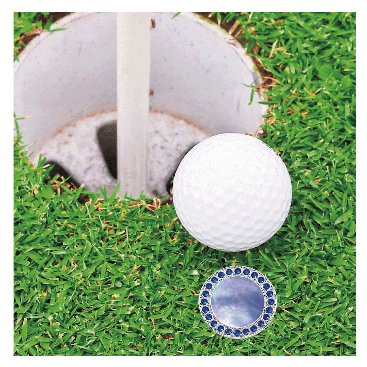 Golf Ball Marker Hat Clip with Pearl Crystal Ball Marker, Golf Accessories, Golf Gifts, Golf Ball Markers for Women