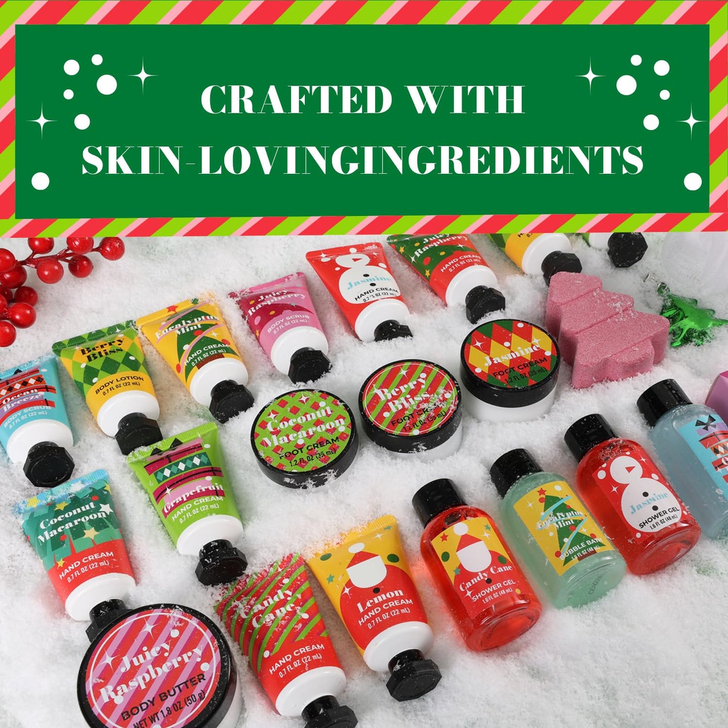 2025 Advent Calendar Women Christmas Gifts-24 Days of Beauty Advent Calendar for Teen Girls Holiday Gifts, 24pcs Hand Cream Gifts Set with Hand Body Lotion,Foot Cream,Bath Sets,etc