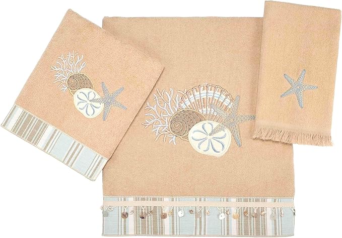 Avanti Linens - 3pc Towel Set, Soft & Absorbent Cotton, Coastal Home Decor