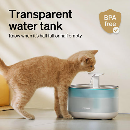 PETLIBRO Cat Water Fountain Stainless Steel,Ultra Quiet,71fl oz/2.1L Automatic Cat Fountain,Two Flow Modes,BPA-Free Capsule Metal Healthy Pet Water Fountain for Cats Inside