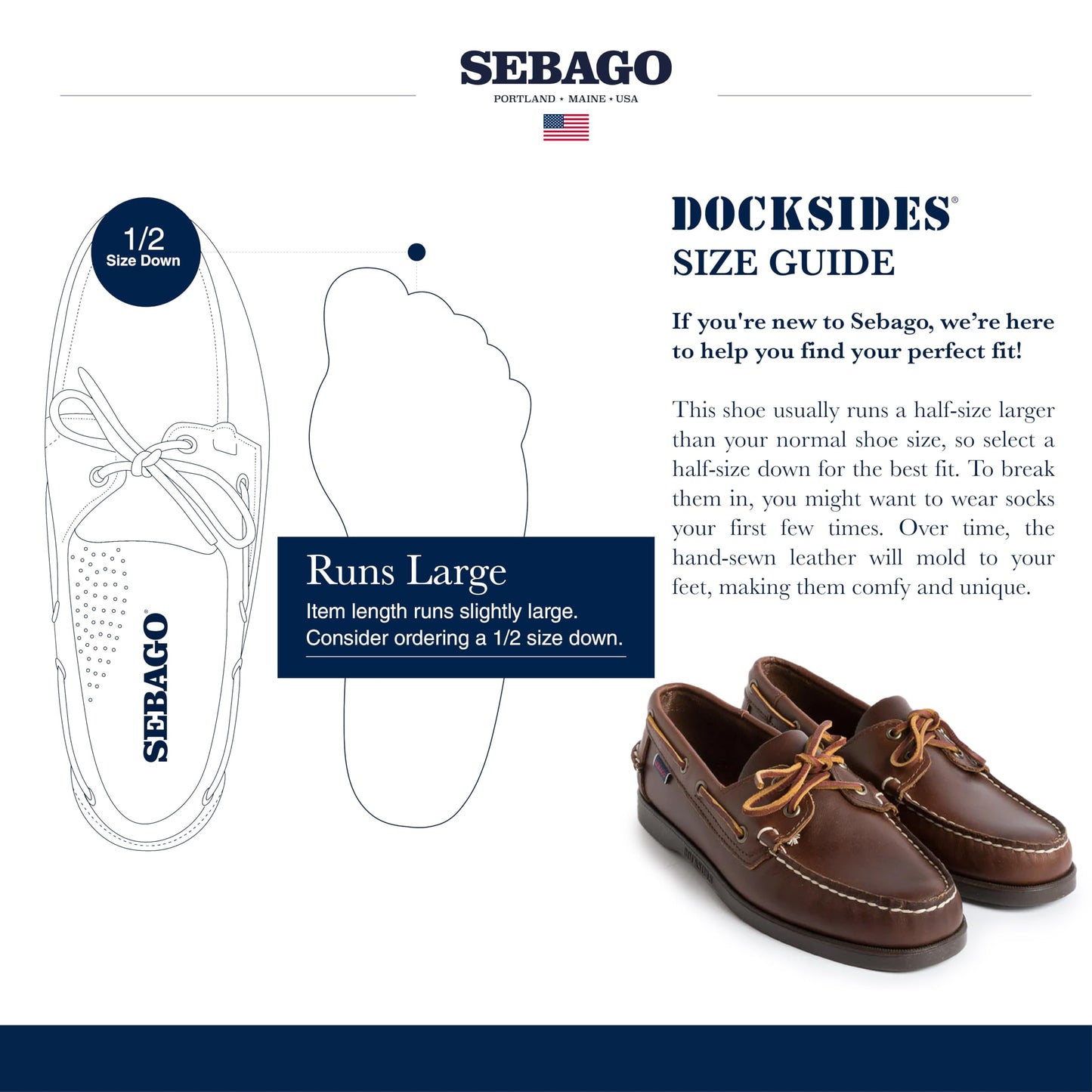 Sebago Men's Docksides Portland Waxed Boat Shoes, Brown (Brown-Gum), 9 UK (43.5 EU)