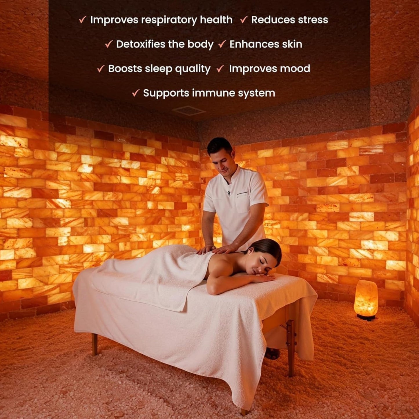 Himalayan Salt Tiles 8x4x1 - Pack of 10 with Salt Glue | Versatile Himalayan Salt Bricks for Sauna, Spa, Dry Aging, and Elegant Home Decor