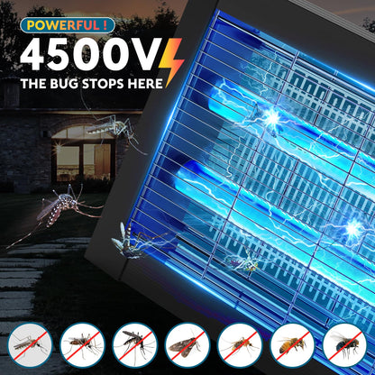 Solar Bug Zapper Outdoor, Waterproof Mosquito Zapper Outdoor Solar Powered, 4500V Electric Bug Zapper Indoor w/Smart Light Sensor, Mosquito Trap Fly Zapper for Patio Kitchen Garage Yard Camping
