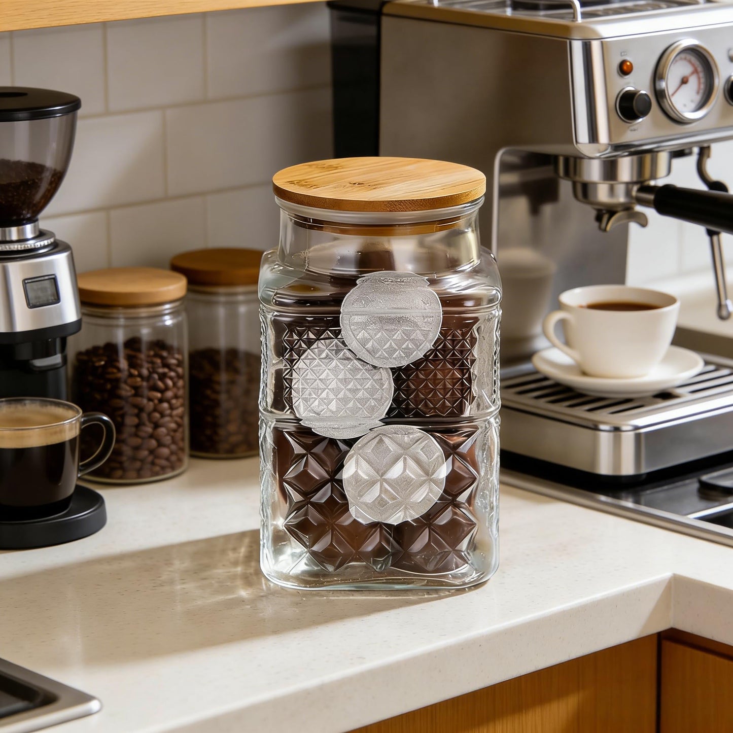 Large Glass Storage Jar, 2 Pack 60 FL OZ Glass Food Storage Containers with Bamboo Lid, Kitchen Laundry Room Organization Decorative Jar for Candy Cookies Coffee Beans Flour Nuts Airtight Glass Jars