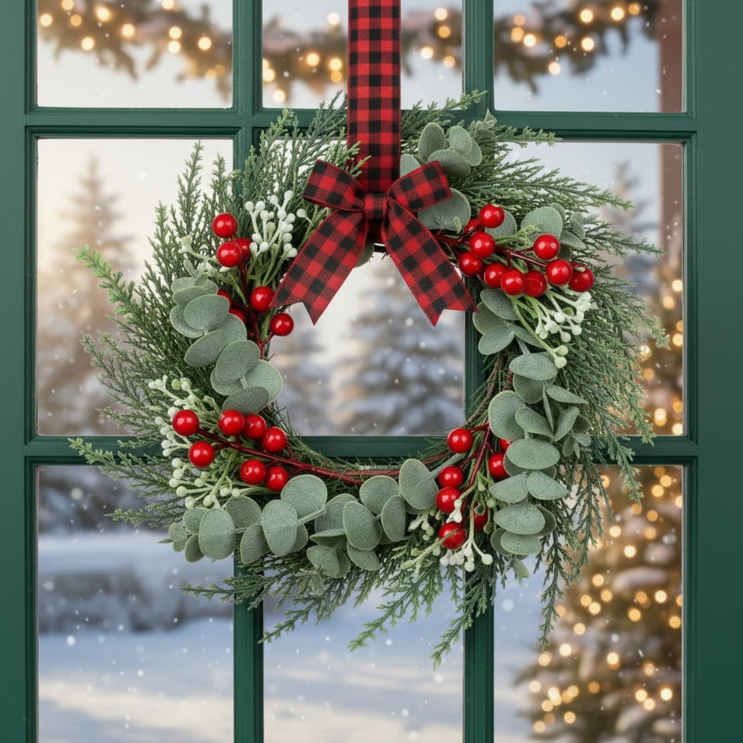 6 Pcs 8" Mini Christmas Wreaths for Kitchen Cabinet Small Christmas Candle Rings Wreaths, Front Door Pillars/Home Table Centerpieces Hanging Garlands, for Windows/Wedding Decor (No Red Ribbon)