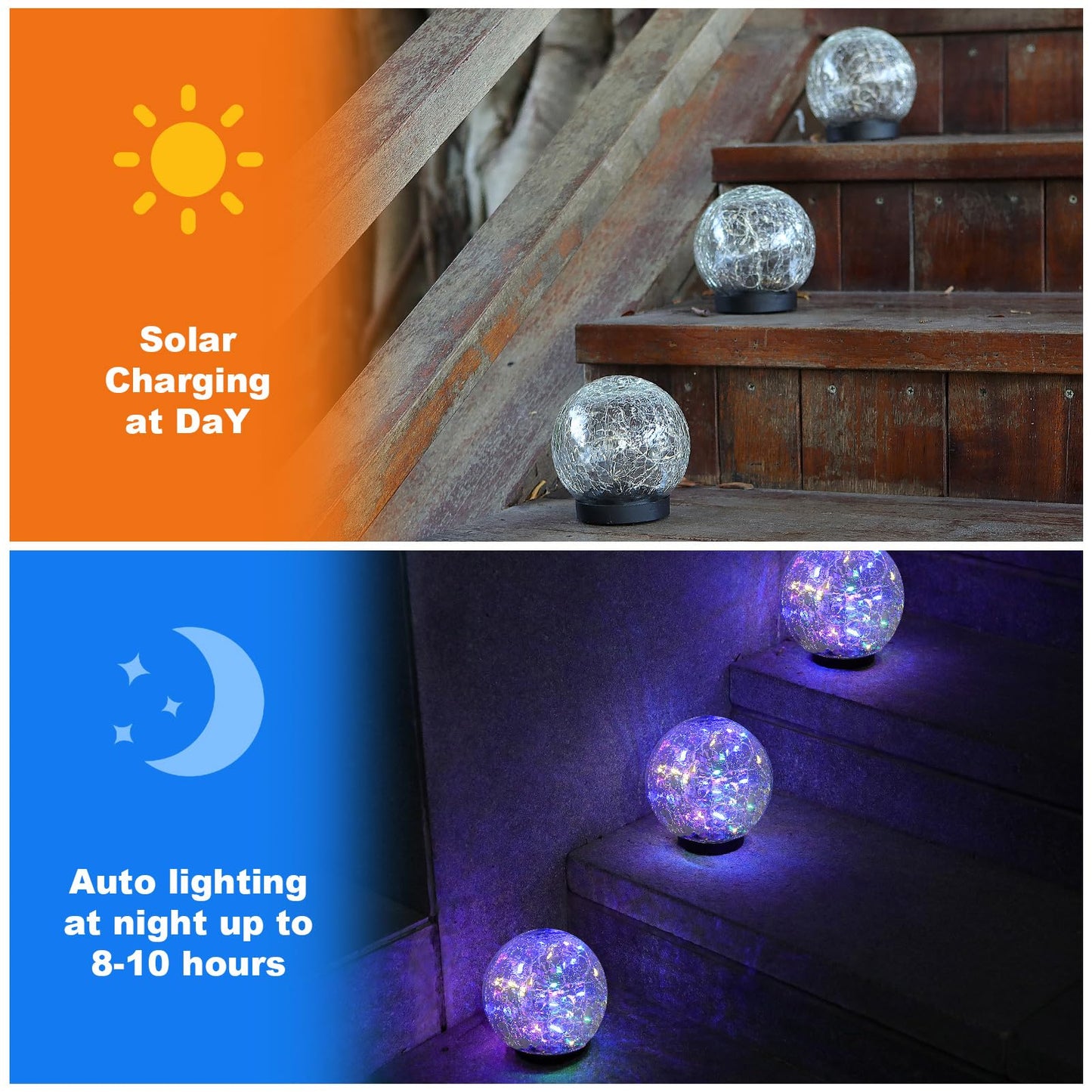 MLKNK Solar Globe Lights Outdoor Waterproof-Solar Balls-Solar Garden Lights-Orbs for Outside 4 Pack Cracked Glass Ball for Lawn Patio Yard Backyard Decorations