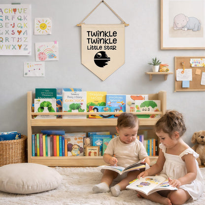 Twinkle Twinkle Little Star- Canvas Hanging Pennant Flag Wall Sign Decor Gift for Baby Kids Boy Nursery,Kids Room Playroom Decor- Star Wars Quotes Banner