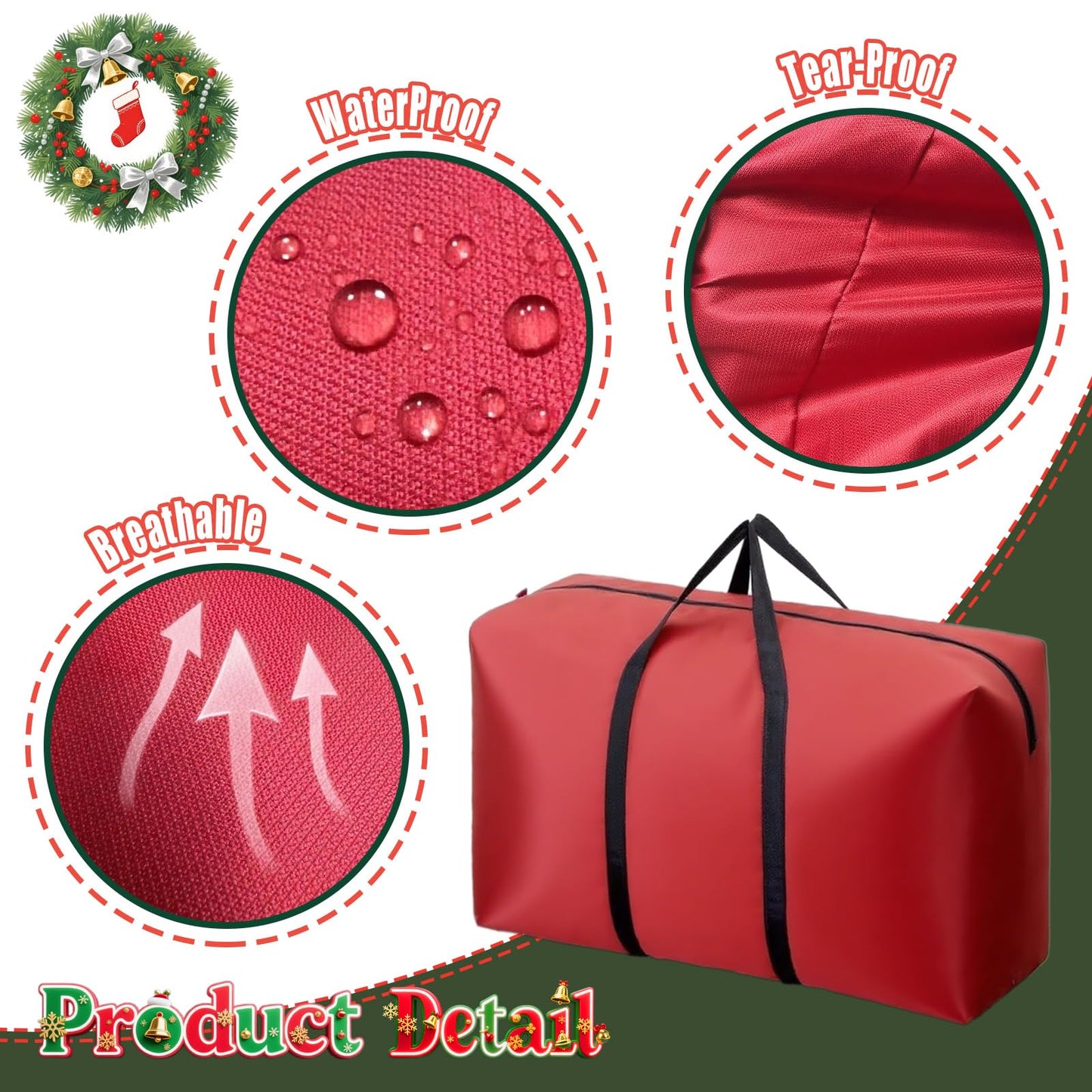 Small Christmas Tree Storage Bag Heavy Duty 3FT/4FT/5FT Christmas Tree Bag for Detachable Christmas Tree 600D Oxford Waterproof Dusty-Proof with 2 Reinforced Handle,Large Zipper Opening