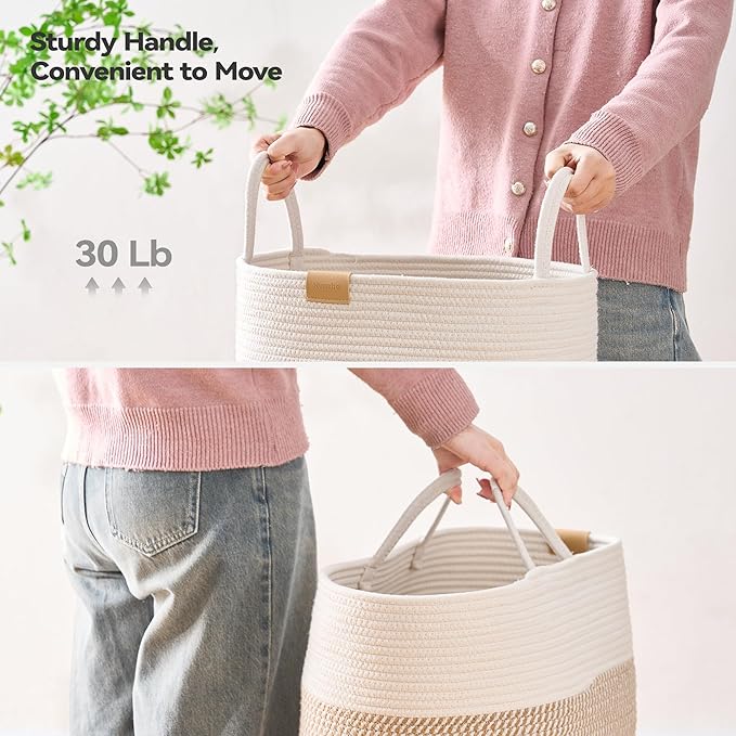 80L Laundry Hamper Basket, Baby Nursery Woven Storage Basket