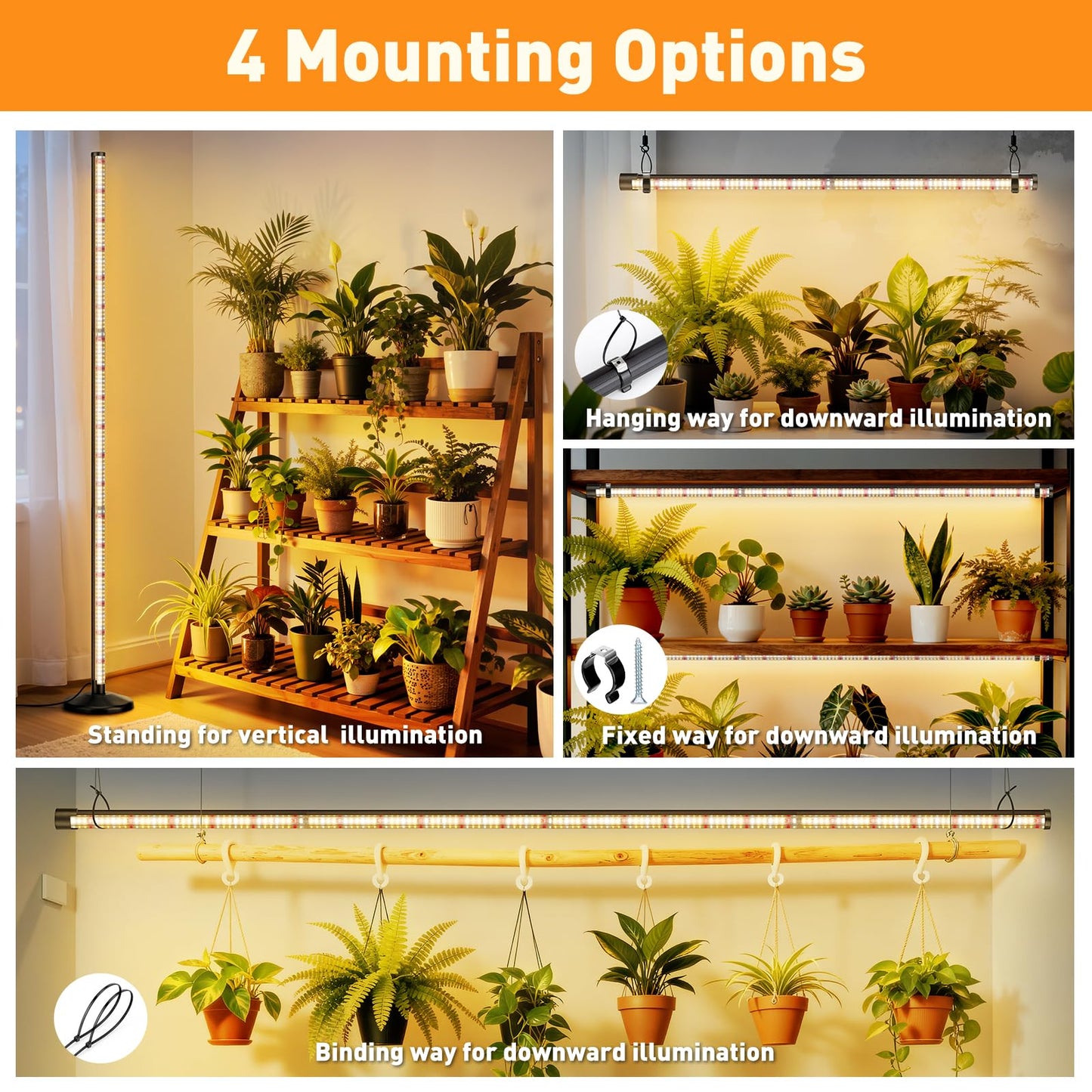 BlumWay 65 Inch Grow Lights for Indoor Plants,36W,660nm+3000K+6000K, 336 LEDs Full Spectrum LED Standing Plant Lights with 2 Timers and 10 Level Dimming Detachable Plant Growing Lamps for Greenhouse