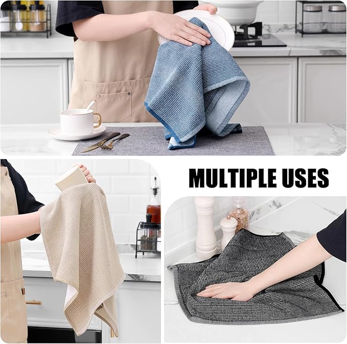 Homaxy Premium Kitchen Towels, Large Cotton Kitchen Hand Towels, Flat and Terry