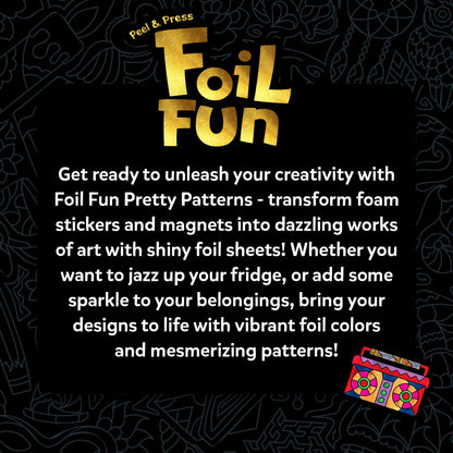 Skillmatics Foil Fun - Pretty Patterns, 18 DIY Magnets Mess-Free Art, Colorful Creative Party Activity, Craft Kits, 60+ Foam Stickers, Gifts for Kids, Teens, Adults, Families