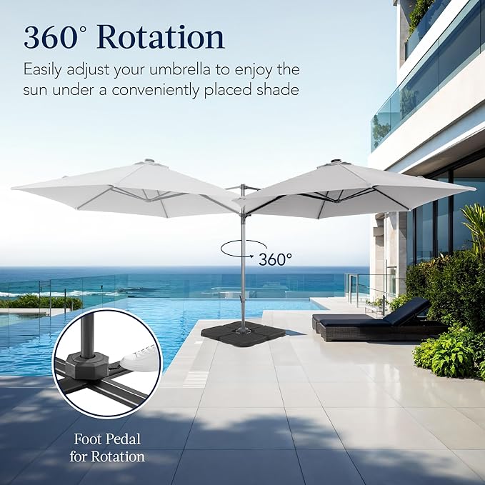 Best Choice Products 10ft Offset Cantilever Hanging Market Patio Umbrella, Smooth 360° Rotation, 8 Sturdy Ribs, Easy Adjustment - Fog Gray