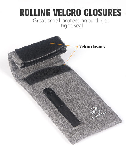 FIREDOG Smell Proof Bags, Fabric Odor Proof Bag for Dog Tested 3"x6" Small Stash Travel Storage Pouch (Gray)