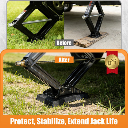 HOXWELL RV Stabilizer Jack Pads 4 Pack, Heavy Duty Solid Rubber Scissor Jack Leveling Blocks, RV Jack Foot Protection Pads for Trailer, Camper & 5th Wheels, Non-Slip Sturdy Support, Black