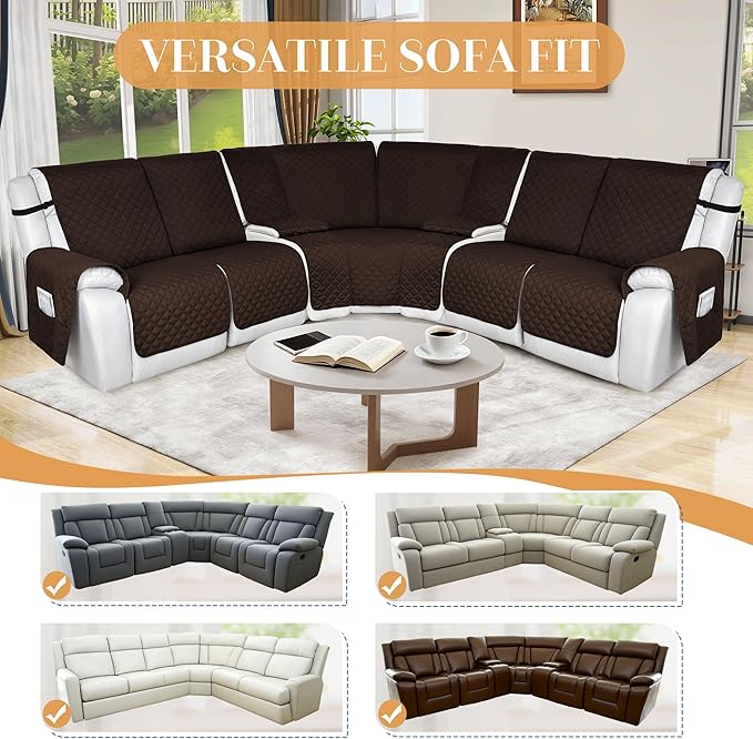 HDCAXKJ 100% Waterproof Reclining Sectional Couch Covers L Shape Recliner Sofa